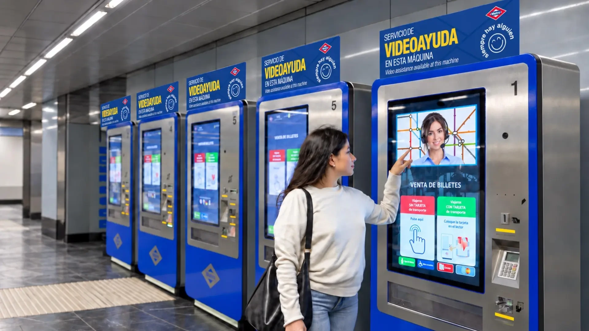 Las máquinas de venta de billetes de Metro de Madrid estrenan la asistencia a distancia por videollamada en 47 estaciones