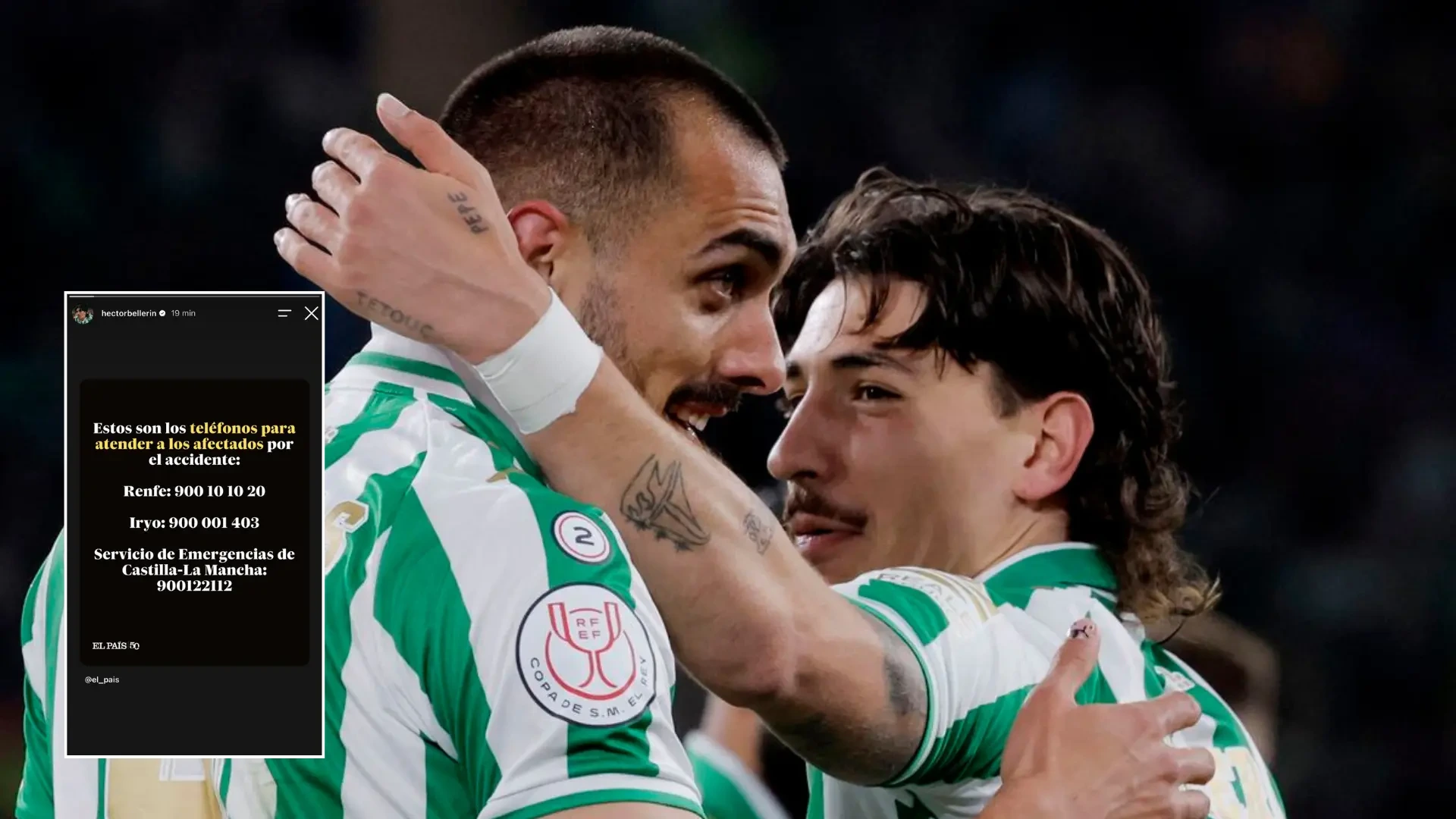 Borja Iglesias y Héctor Bellerín se solidarizan con las víctimas del accidente de tren: "Estos son los teléfonos para atender a los afectados"