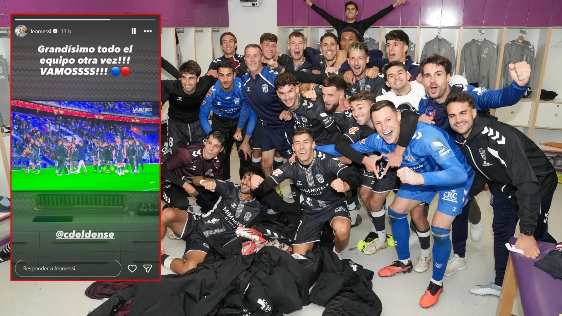 Leo Messi, propietario del club, celebra la tercera victoria consecutiva del Eldense: "¡Grandísimo todo el equipo otra vez!"