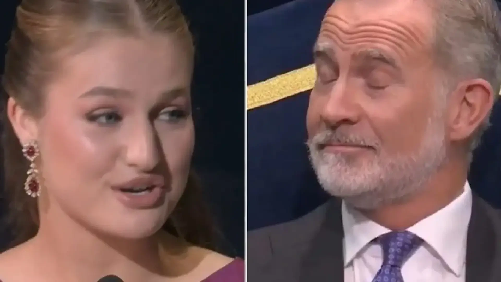 Leonor arranca la sonrisa de Felipe VI en su discurso en Oviedo: "Mi padre va hoy camino de los 60..."