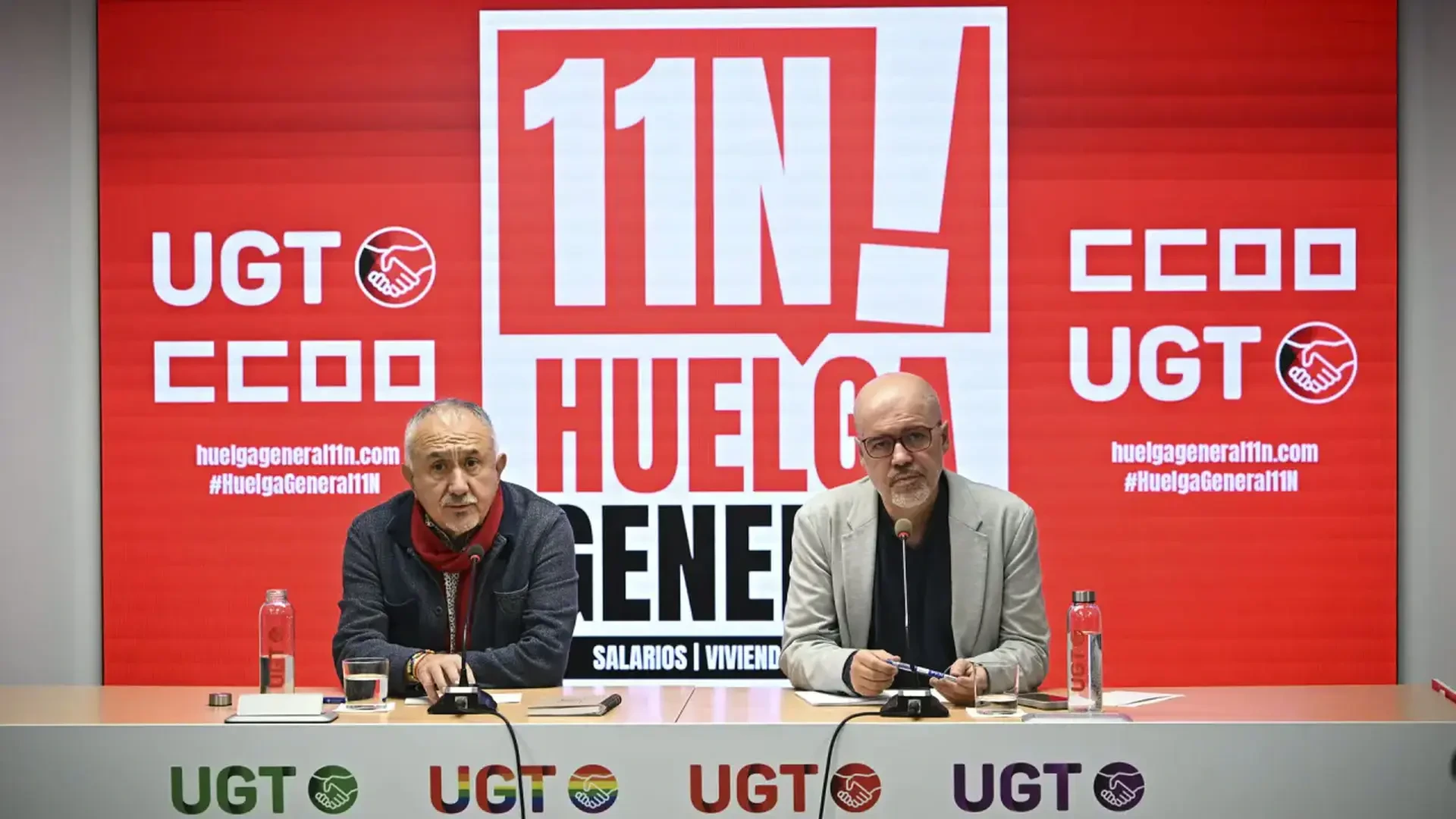 UGT y CC OO defienden que la huelga general del 11-N servirá para que los salarios y la vivienda ganen protagonismo en los debates electorales
