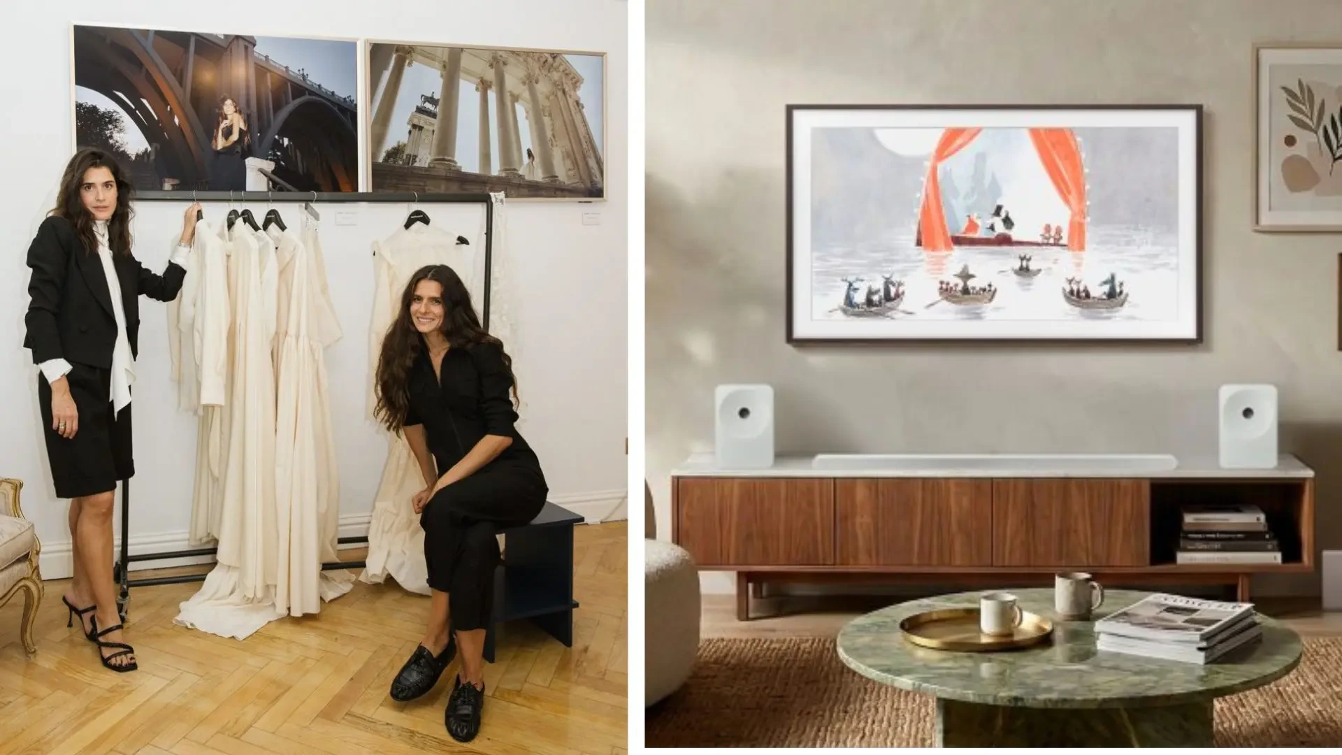 Los televisores que parecen cuadros están de moda: una diseñadora los convierte en vestidos