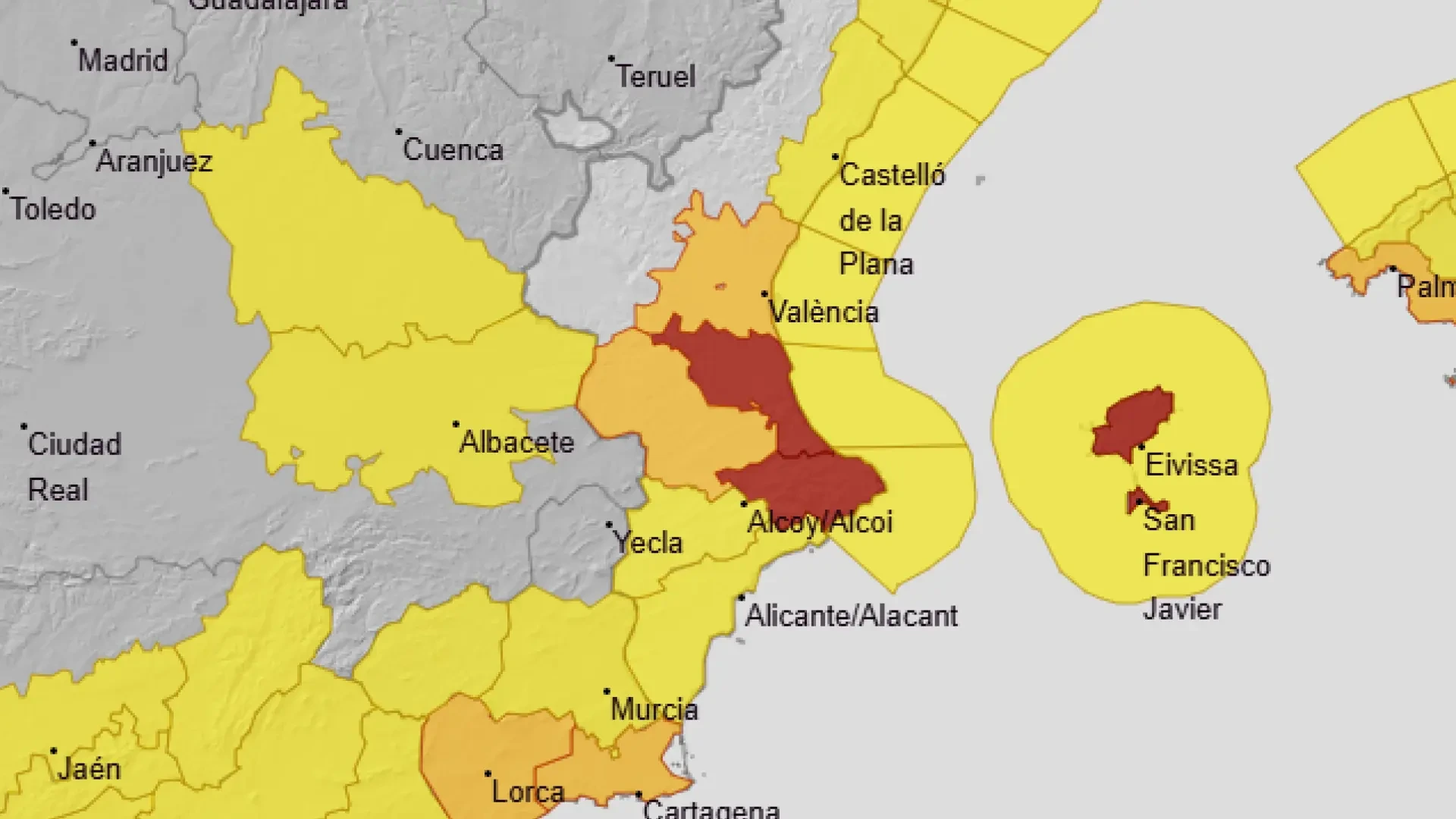 Alerta roja este domingo en la Comunidad Valenciana por la DANA Adam: estas son las zonas más afectadas por lluvias torrenciales