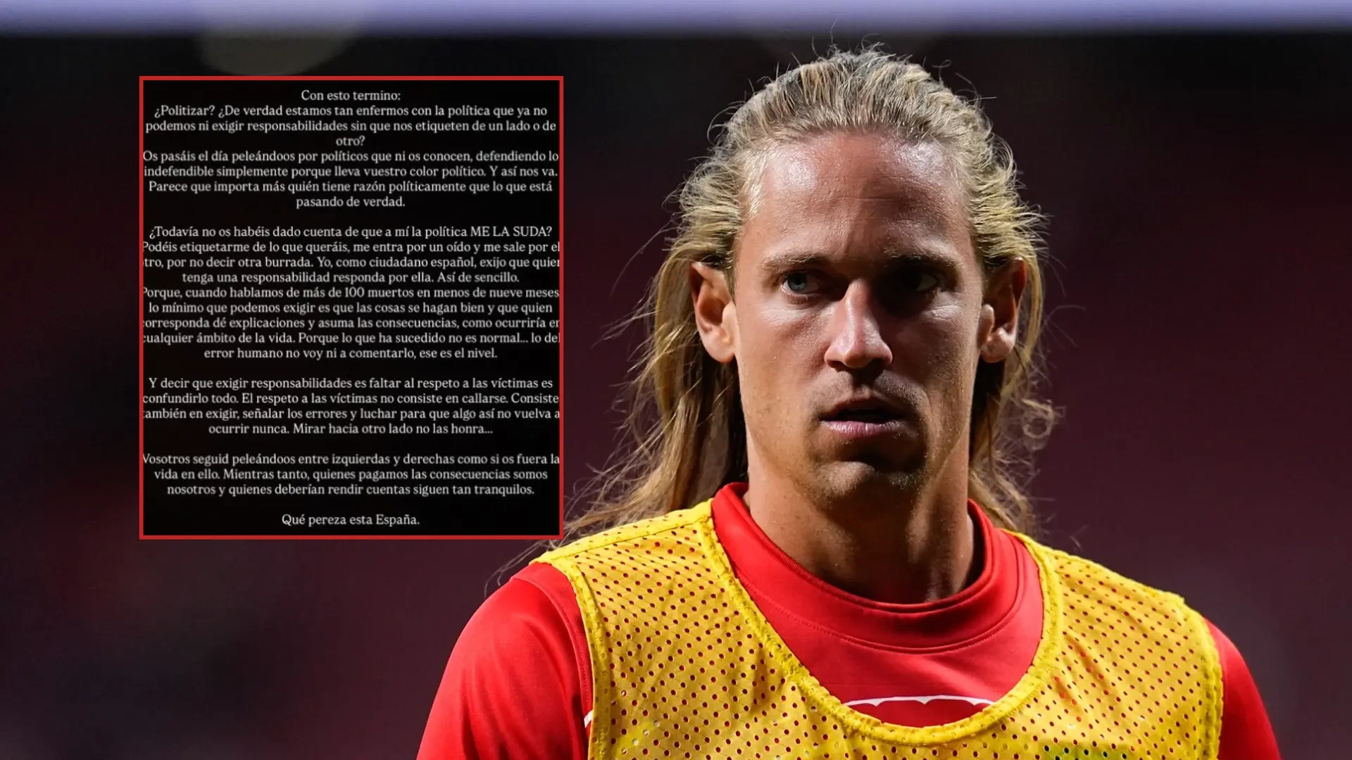 Marcos Llorente responde a las críticas por sus mensajes tras el accidente de tren: "Seguid peleándoos entre izquierdas y derechas"