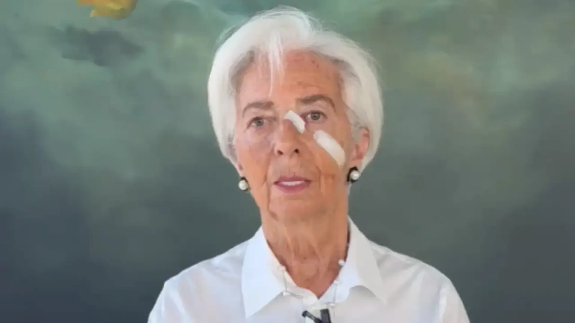 Lagarde aparece en el vídeo de su dimisión con apósitos en la cara y recomienda: "Haz que revisen tu piel regularmente"