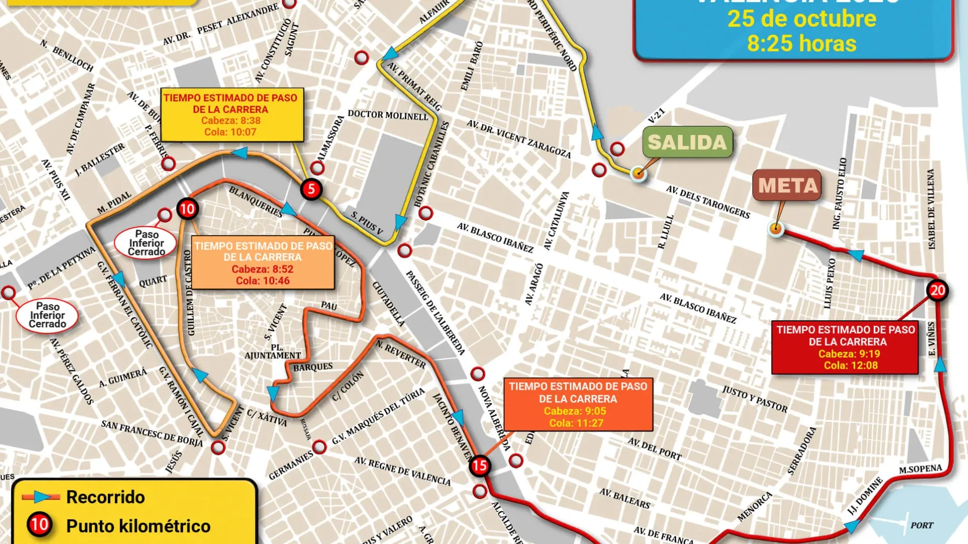 Valencia suprimirá nueve líneas de la EMT, desviará 40 y habrá cortes de tráfico por la Media Maratón