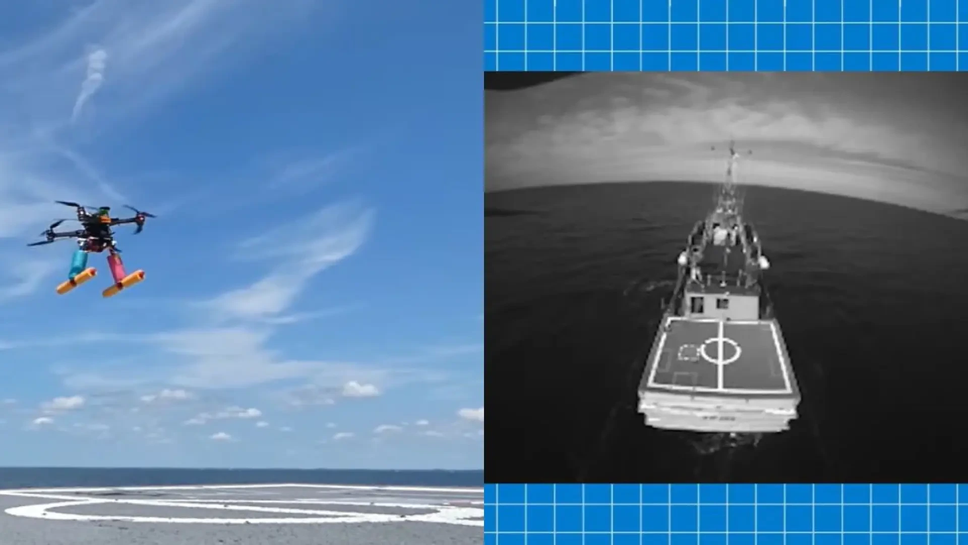 Cámaras en vez de GPS: así aterriza un dron de la Marina en un barco que no deja de moverse