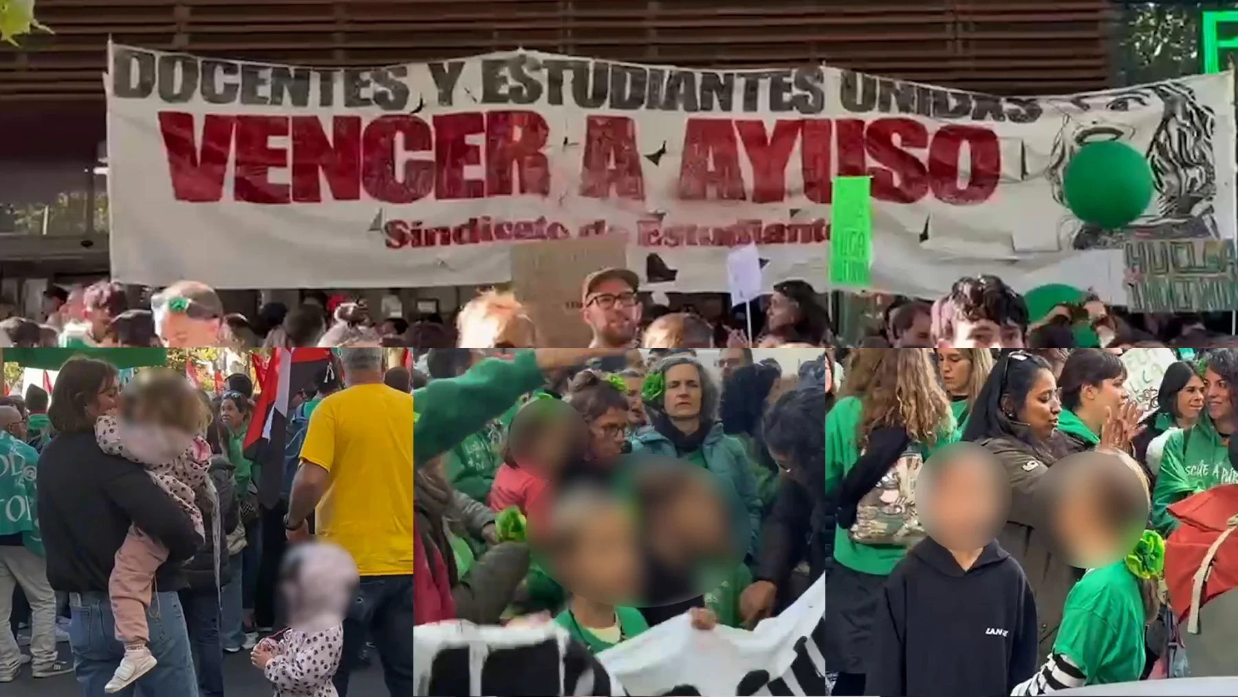 Los profesores en huelga de Madrid usan a niños como parapetos en sus protestas: «Ayuso el que no bote»